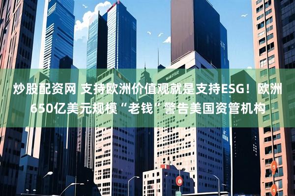 炒股配资网 支持欧洲价值观就是支持ESG！欧洲650亿美元规模“老钱”警告美国资管机构